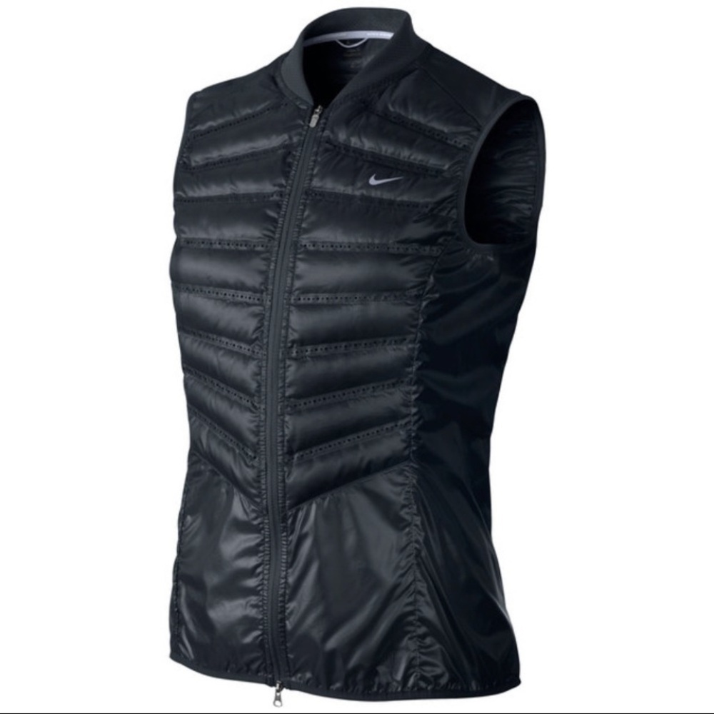 Nike Aeroloft 800 Black Down Fill Sleeveless Full Zip Running Vest Size Small - Picture 2 of 10